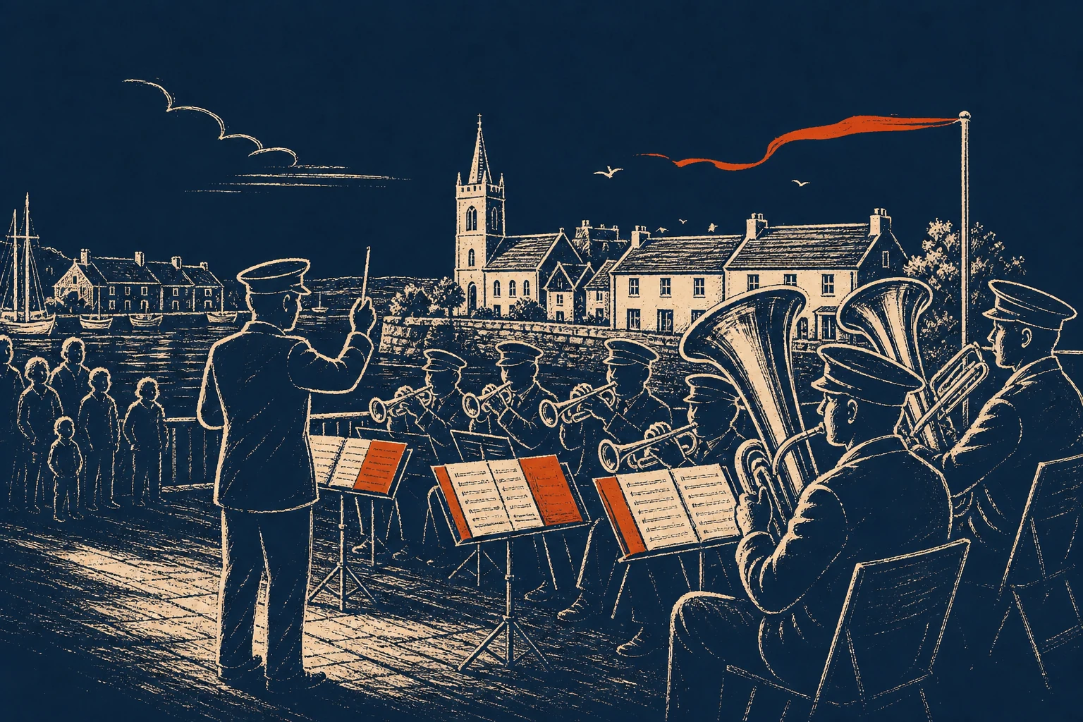 Brass band performing in the courtyard at Highlanes Gallery Drogheda