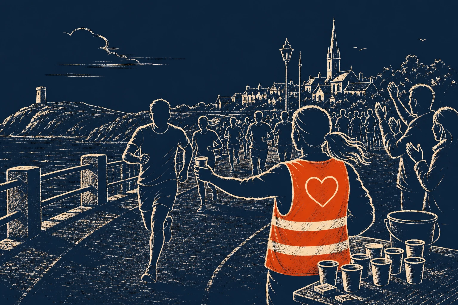 Runners taking part in a Christmas Day charity mile in a park