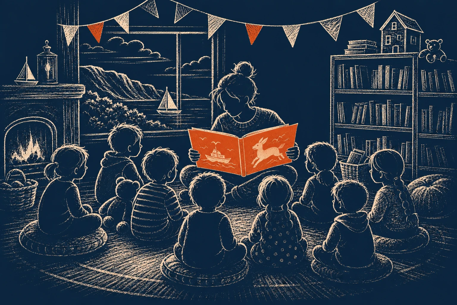 Children reading books at a library summer programme