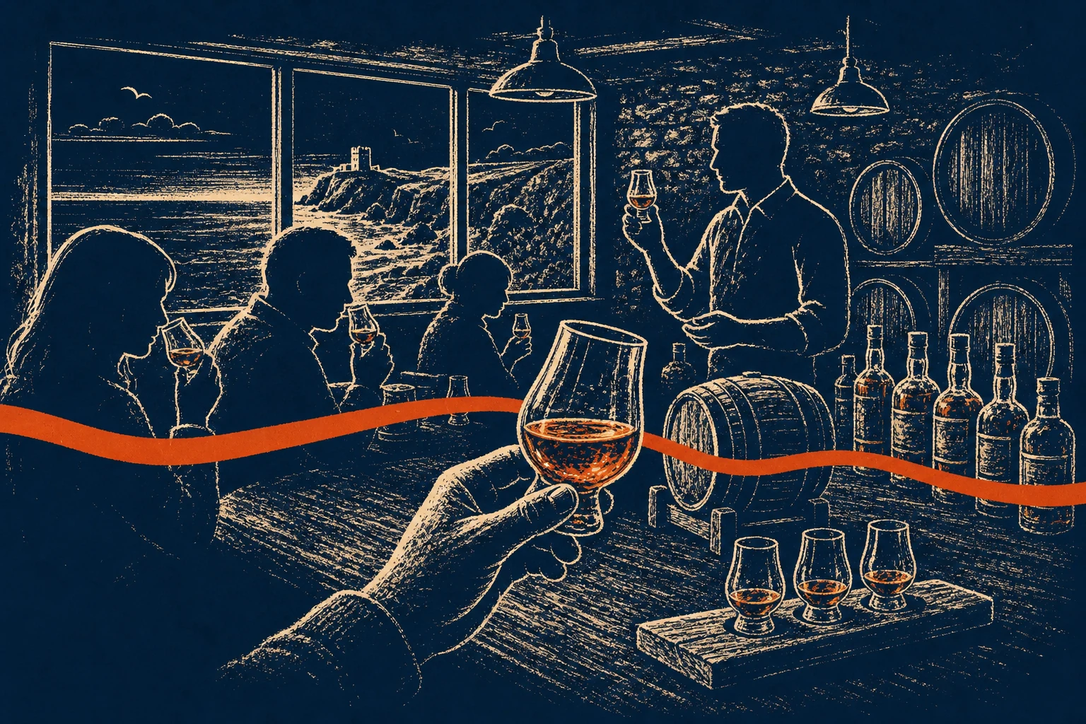 Whiskey tasting glasses at Crolly Distillery in the Donegal Gaeltacht